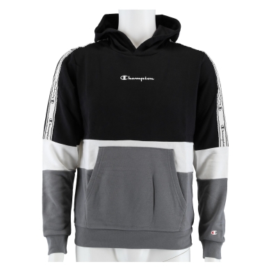 Champion Kapuzenpullover (Hoodie) Colour Block Script schwarz/weiss/grau Jungen