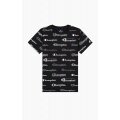 Champion Freizeit Tshirt (Baumwolle) Allover Script-Print schwarz Jungen