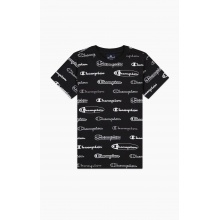 Champion Freizeit Tshirt (Baumwolle) Allover Script-Print schwarz Jungen