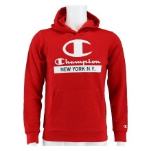 Champion Kapuzenpullover (Fleece Baumwoll-Hoodie) mit New York-Logo rot Kinder