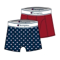 Champion Boxershort (Baumwolle) Unterwäsche Allover Logo-Print navyblau/rot Herren - 2er Pack