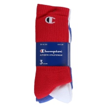 Champion Tennissocken (Baumwolle) Crew C Logo-Print 2024 rot/weiss/blau Herren - 3 Paar