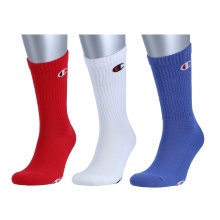 Champion Tennissocken (Baumwolle) Crew C Logo-Print 2024 rot/weiss/blau Herren - 3 Paar