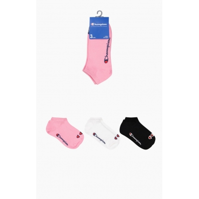 Champion Tennissocken (Baumwolle) Sneaker Schriftzug-Print rosa/weiss/navyblau Herren - 3 Paar