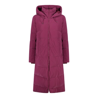 CMP Wintermantel Coat Fix Hood (Glanzeffekt, wattiert, warm) rubinrot Damen