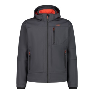 CMP Softshelljacke (winddicht, wasserabweisend) mit Kapuze anthrazitgrau/orange Herren