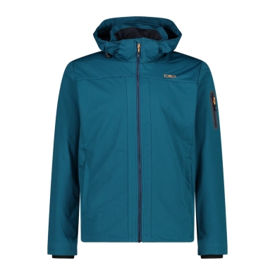 CMP Softshelljacke Light mit Kapuze (winddicht, wasserfest) blaugrün Herren