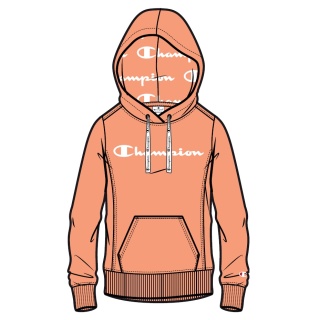 Champion Kapuzenpullover (Hoodie ungefüttert) American Classic Logo orange Damen