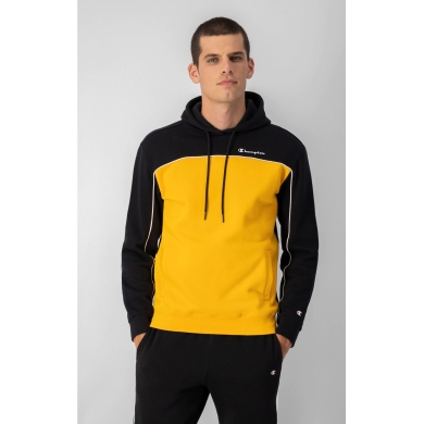 Champion Kapuzenpullover (Hoodie) aus Baumwollfleece in Farbblockoptik gelb/schwarz Herren