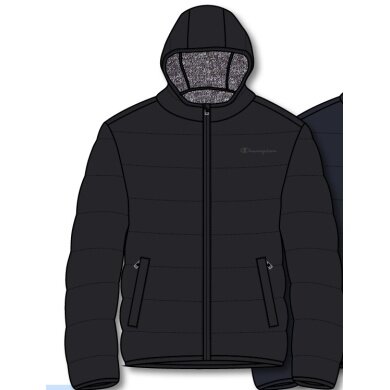 Champion Winter-Steppjacke mit Kapuze - Funktionswattierung, kleiner Logo-Schriftzug - schwarz Herren