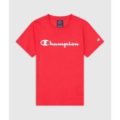 Champion Freizeit-Tshirt (Baumwolle) Crew mit Logo-Schriftzug 2023 rot Jungen