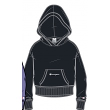 Champion Freizeit Kapuzenpullover (Baumwoll Hoodie) kleiner Schriftzug Print schwarz Mädchen