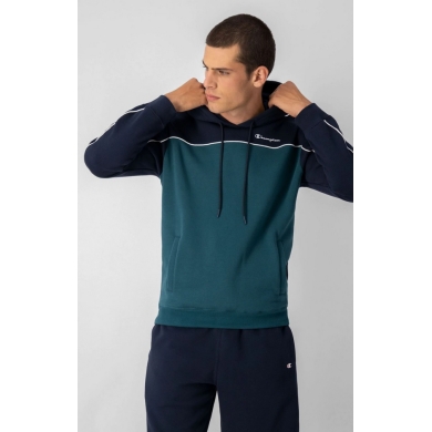 Champion Kapuzenpullover (Hoodie) aus Baumwollfleece in Farbblockoptik laubgrün/dunkelblau Herren