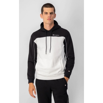 Champion Kapuzenpullover (Hoodie) aus Baumwollfleece in Farbblockoptik schwarz/weiss Herren