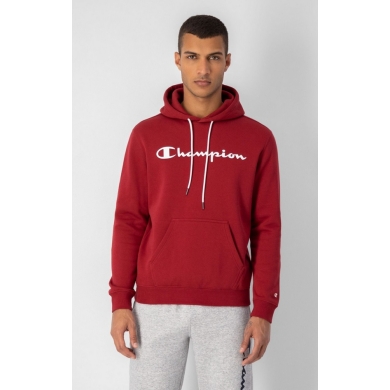 Champion Kapuzenpullover (Hoodie) aus Baumwollfleece Big Logo Print dunkelrot/weiss Herren