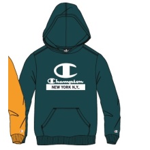 Champion Kapuzenpullover (Fleece Baumwoll-Hoodie) mit New York-Logo petrolblau Kinder