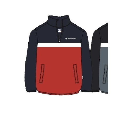 Champion Kapuzenpullover Half Zip (Baumwolle) navyblau/rot Kinder