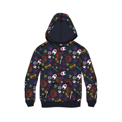 Champion Kapuzenpullover Legacy (Basketball Print Fleece) - dunkelblau Kinder