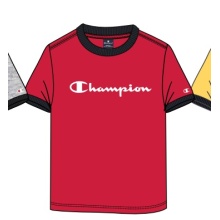 Champion Freizeit-Tshirt (Baumwolle) Crew Ringer mit Logo-Schriftzug 2023 rot Jungen