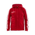 Craft Kapuzenpullover Hoodie Fullzip Pro Control rot/weiss Jungen