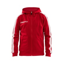 Craft Kapuzenpullover Hoodie Fullzip Pro Control rot/weiss Jungen