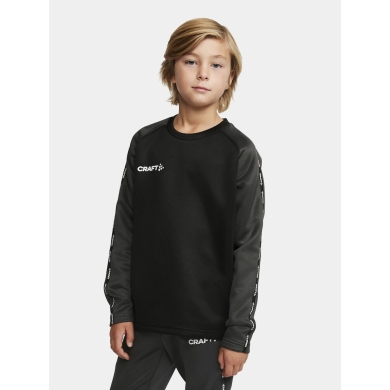 Craft Sport-Langarmshirt Squad 2.0 Crew Neck (rec. Polyester, optimale Bewegungsfreiheit) schwarz Kinder