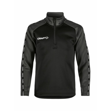 Craft Sport-Langarmshirt Squad 2.0 Halfzip (ergonomisches Design, hohe Elastizität) schwarz/grau Kinder