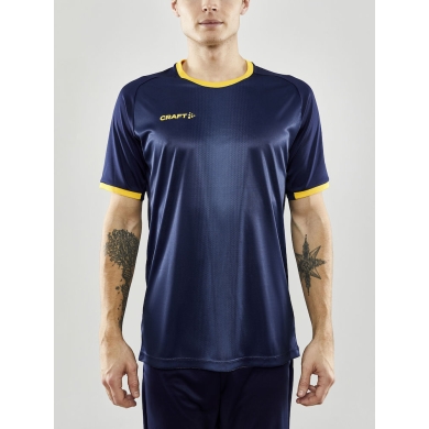 Craft Sport-Tshirt (Trikot) Progress 2.0 Graphic Jersey - leicht, funktionell und Stretchmaterial - navyblau/gelb Herren