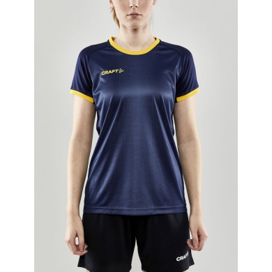 Craft Sport-Shirt (Trikot) Progress 2.0 Graphic Jersey - leicht, funktionell und Stretchmaterial - navyblau/gelb Damen