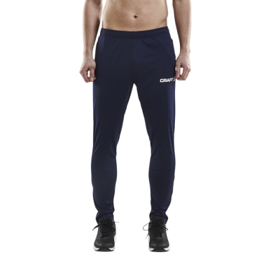 Craft Trainingshose Progress Pant (Seitentaschen mit Reissverschluss) lang navyblau/weiss Herren