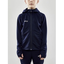 Craft Trainingsjacke Evolve Hood - strapazierfähige Mid-Layer-Kapuzenjacke aus Stretchmaterial - navyblau Kinder