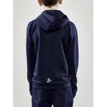 Craft Trainingsjacke Evolve Hood - strapazierfähige Mid-Layer-Kapuzenjacke aus Stretchmaterial - navyblau Kinder