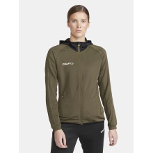 Craft Trainingsjacke Extend Full Zip (mit Reißverschlusstaschen, elastisches Material) khakigrün Damen