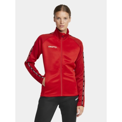 Craft Sport-Trainingsjacke Squad 2.0 Full Zip (mit Seitentaschen, elastisch Funktionsmaterial) rot Damen