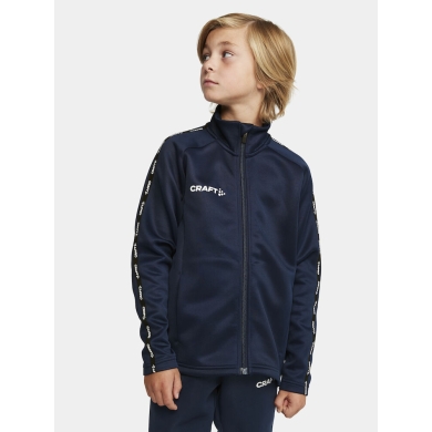 Craft Sport-Trainingsjacke Squad 2.0 Full Zip (mit Seitentaschen, elastisch Funktionsmaterial) navyblau Kinder