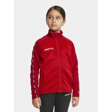 Craft Sport-Trainingsjacke Squad 2.0 Full Zip (mit Seitentaschen, elastisch Funktionsmaterial) rot Kinder