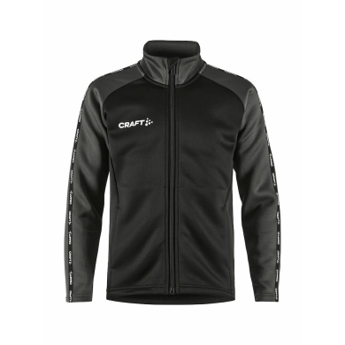 Craft Sport-Trainingsjacke Squad 2.0 Full Zip (mit Seitentaschen, elastisch Funktionsmaterial) schwarz/grau Kinder