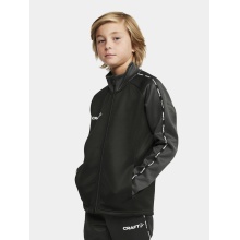 Craft Sport-Trainingsjacke Squad 2.0 Full Zip (mit Seitentaschen, elastisch Funktionsmaterial) schwarz/grau Kinder