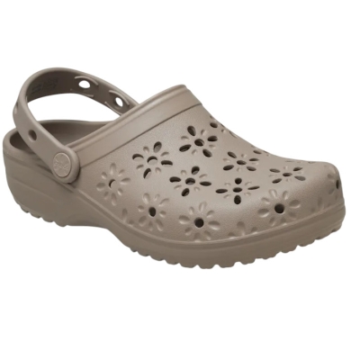 Crocs Sandale Classic Floral Cut Out Clog taupebraun Damen