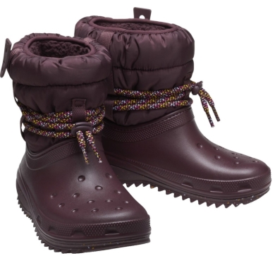 Crocs Winterstiefel Classic Neo Puff Luxe Boot wasserfest mit Innenfutter weinrot Damen