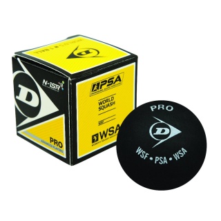 Dunlop Squashball Pro (2 gelbe Punkte, Speed sehr langsam) schwarz - 1 Ball