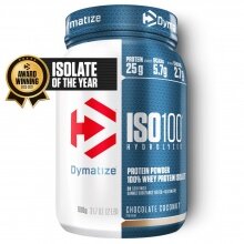 Dymatize Iso100 Hydrolyzed Isolat Protein Pulver Chocolate Coconut 932g Dose