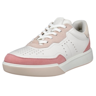 ECCO Sneaker Street Court Lea (Premium-Leder) weiss/rosa Damen