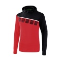 Erima Kapuzenpullover Hoodie 5C rot/schwarz Kinder