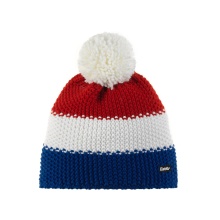 Eisbär Wintermütze Star mit Bommel (Pompon) blau/rot/weiss - 1 Stück