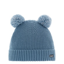 Eisbär Wintermütze (Pompon) Ponti - mit Wollpompon als Ohren - stahlblau - Kinder