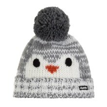 Eisbär Wintermütze (Pompon) Rico - mit Pinguinmotiv - weiss/grau - Kinder