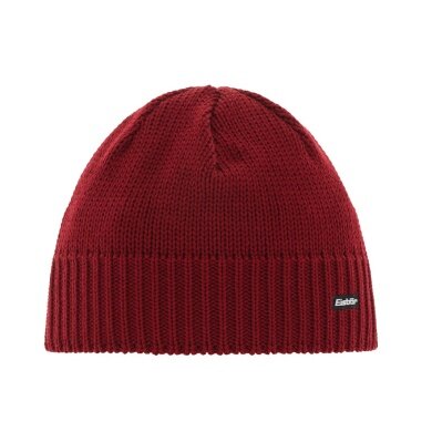 Eisbär Wintermütze (Beanie) Trop Strickmuster Merinowolle burgundrot Herren