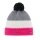 Eisbär Wintermütze Star mit Bommel (Pompon) pink/grau/weiss - 1 Stück