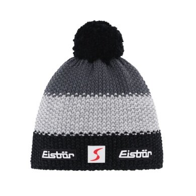 Eisbär Wintermütze (Bommel) Star Pompon SP grau/schwarz Herren